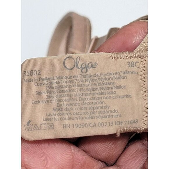 Olga Womens 38C Underwire Bra Lace Beige Nylon/Elastane Adjustable Straps - Picture 6 of 6